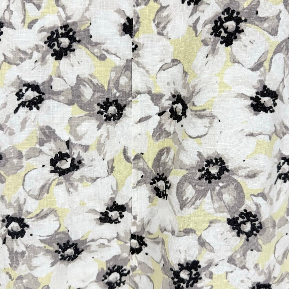 J Jill Floral 100% Linen Tank Dress Women's Large Petite White Gray Yellow - Picture 8 of 14